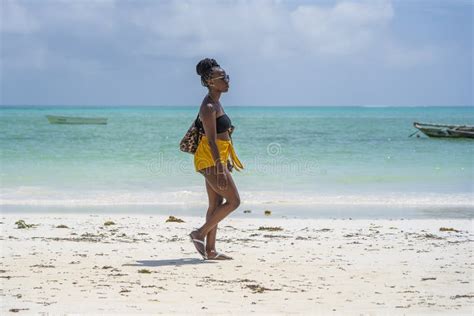 African Woman On The Tropical Beach In Island Of Zanzibar Tanzania Africa Editorial Image