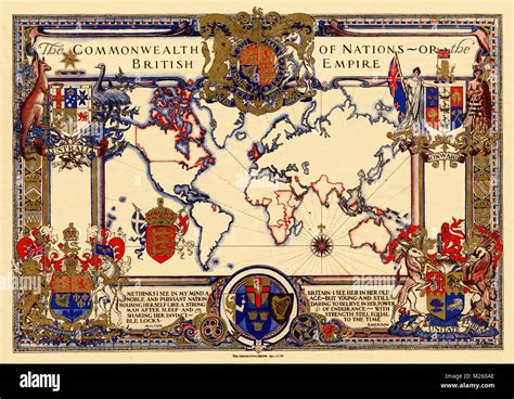 Historical Map Of The British Empire Circa Stock Photo Alamy