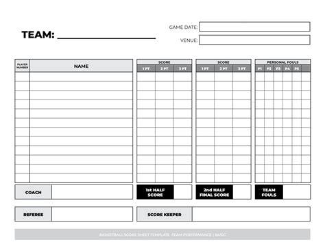 Free Printable Basketball Score Sheets For Basketball Leagues