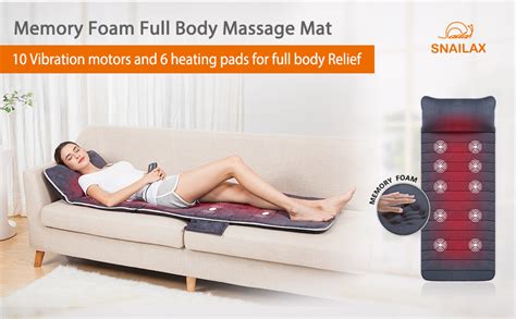 snailax memory foam massage mat with heat 6 therapy heating pad 10 vibration motors massage
