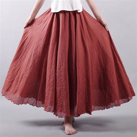 Womens Pleated Flare Maxi Skirt
