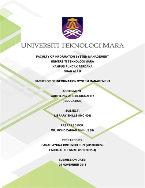 Cover Page Assignment Uitm Uitm Assignment Cover Page Benytr Vrogue