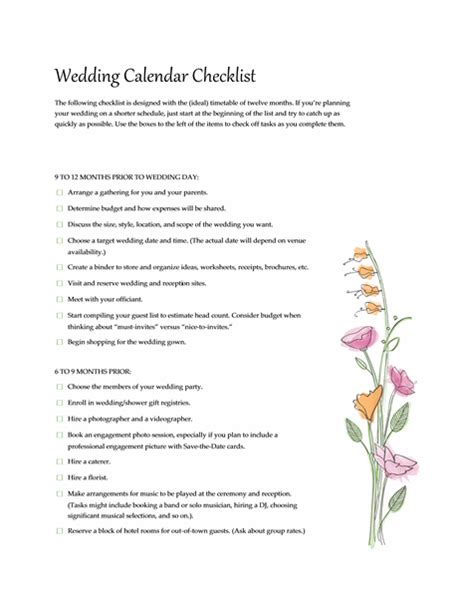 wedding checklist office templates