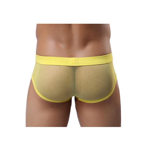 Men Breathable Underwear Sheer See Through Shorts Sexy Briefs Bikini