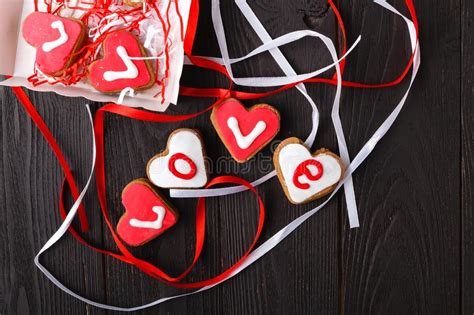 Letter Cookies For Valentine`s Day Or Wedding Day. On Old ...