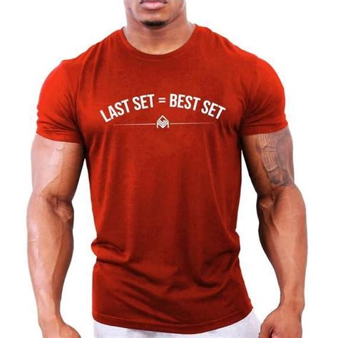 Last Set Best Set Mens Gym T Shirt Bodybuilding Workout Fitness