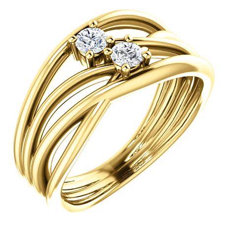 14kt Gold Free Form Twist 2 Stone Diamond Ring Wedding Bands And Co