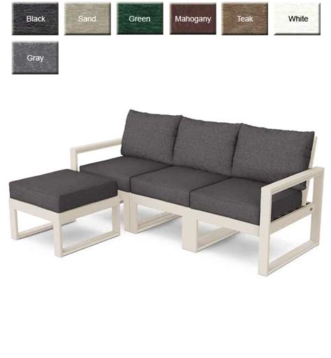 Polywood® Edge Modular Deep Seating 4 Piece Sofa Set