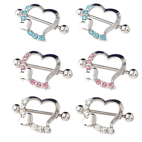 2pcs Hot Sale Stainless Steel Sexy Nipple Rings Jewelry Trendy Heart
