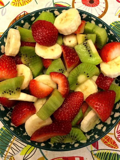 Christmas Fruit Salad With Strawberries Kiwis And Bananas Red Green