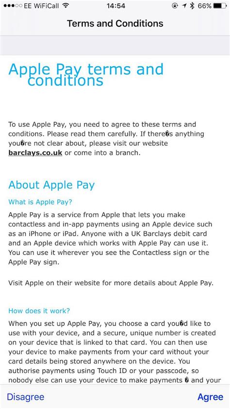 This article is not a substitute for professional legal advice. Barclays Now Showing Apple Pay Terms and Conditions ...