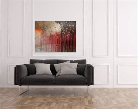 Abstract Sunset Gold Brown Glitter Large Painting Painting By Henrieta