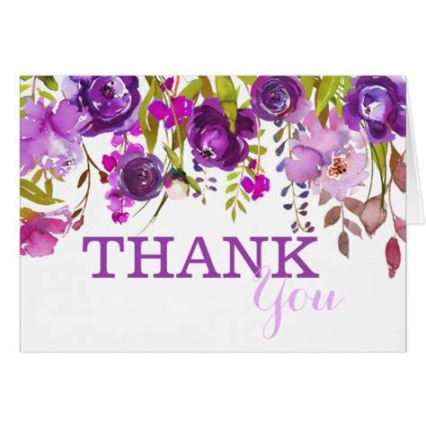 Use them in commercial designs under lifetime, perpetual & worldwide rights. Purple Flowers Watercolor Floral Thank You | Zazzle.com ...