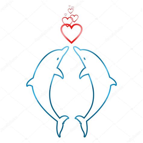 Two Dolphins Jumping In Love With Hearts — Stock Vector © Lacodk 75839915