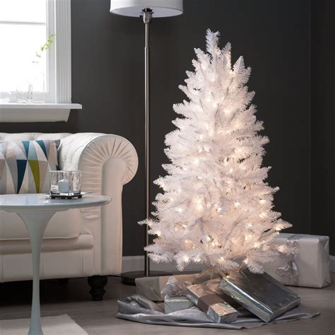 4 Ft White Tiffany Tinsel Pre Lit Christmas Tree By Sterling Tree