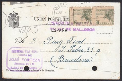 Union Postal Universal Censura Militar De Palma De Mallorca Sellos Nº
