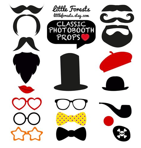 Diy Photo Booth Props Classic Moustaches Beards Glasses Hats