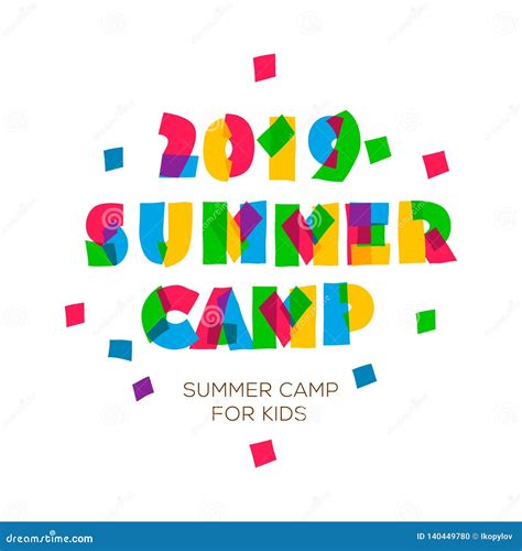 Themed Summer Camp 2019 Poster In Flat Style Vector Illustration