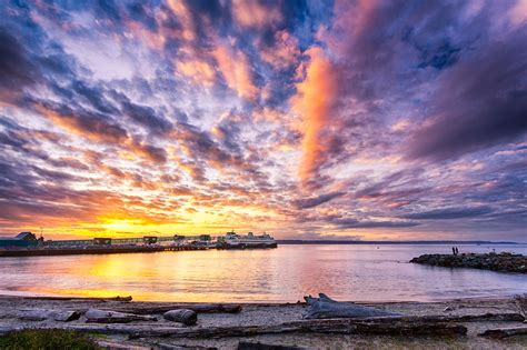 Sunset At The Beach In Edmonds Landscape Photography By Mi Flickr