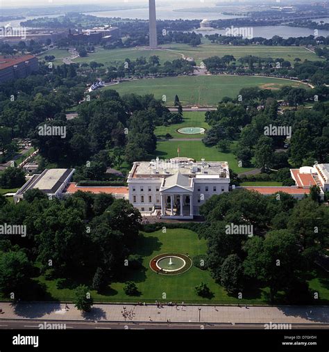 Aerial View Of The North Side Of The White House With The Washington