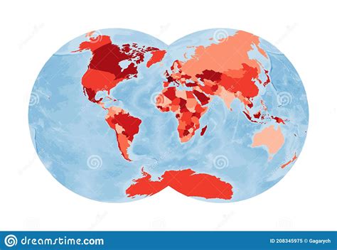 World Map Van Der Grinten Iv Projection Stock Vector Illustration Of