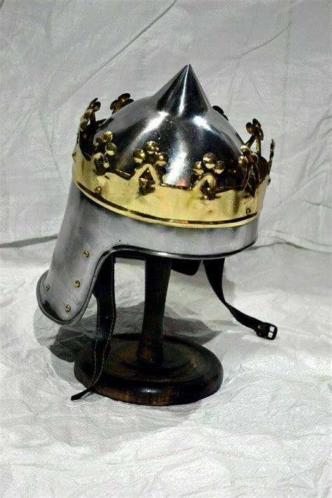 Medieval Monarch Knight King Richard Lionheart Two Tone Crown Helmet