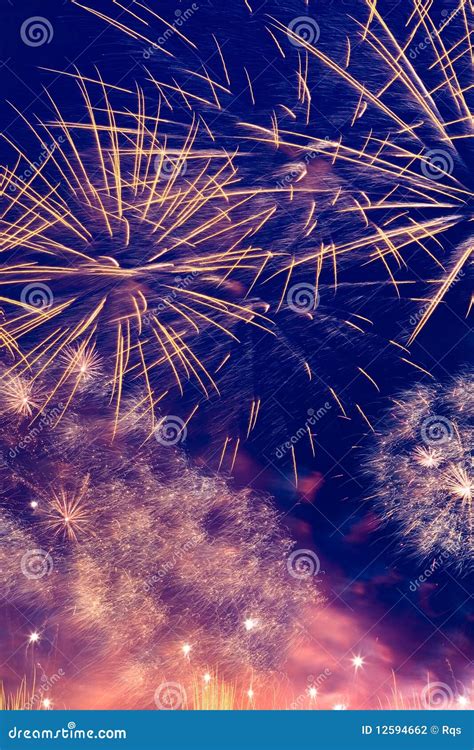 Blue Red Yellow Firework Stock Photo Image Of Night 12594662