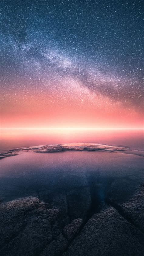 Horizon Twilight Milky Way Sky Sunset Clouds 720x1280 Wallpaper