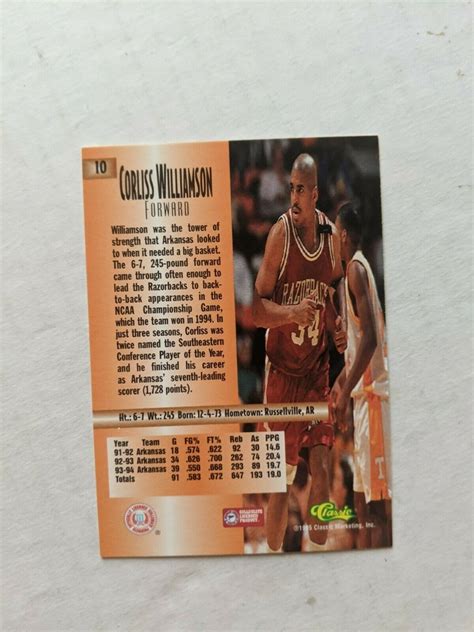 1995 Classic Rookies Draft Day Corliss Williamson 10 Rookie
