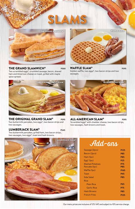 Denny's Diner Menu | ClickTheCity Food & Drink