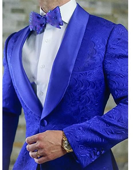 Royal Blue Groomsmen Tuxedos Shawl Lapel Men Suits Weddingprom Best M