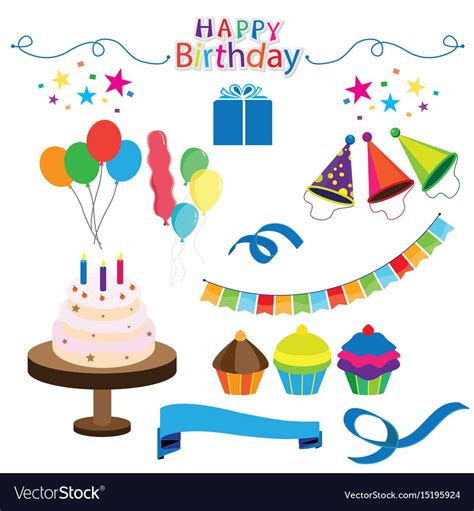 Birthday Party Stickers Set Image Vector Image On Vectorstock
