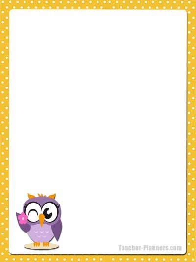 Cute Owl Stationery Free Printable Unlined Paper Timesaver