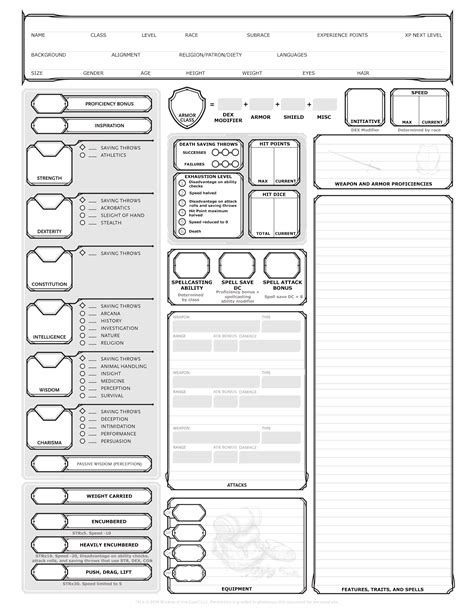 Dnd Character Sheet Fillable