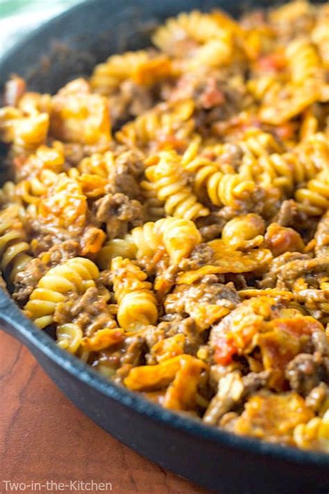 Cheesy Taco Pasta Skillet Two In The Kitchen