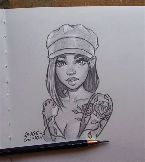 Artstation Pencil Sketches 📐 Angel Ganev Girl Drawing Sketches