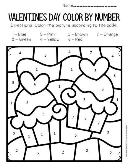 Color By Number Valentines Day Preschool Worksheets Color Worksheets