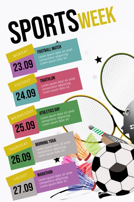 Sports Week Flyer Schedule Template Postermywall