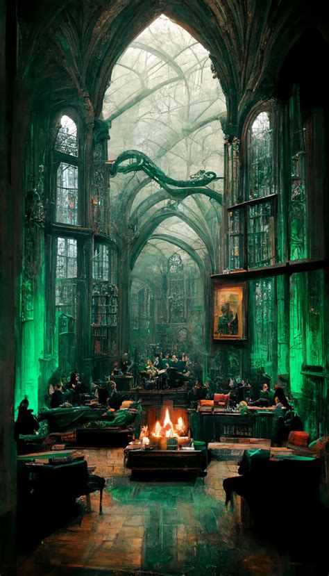 Download Slytherin Common Room In Hogwarts Castle Wallpaper