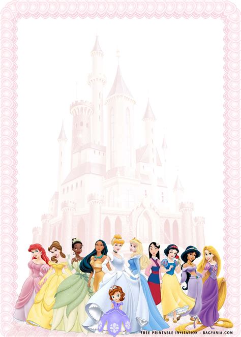 Free Printable Cute Disney Princess Birthday Invitation Templates