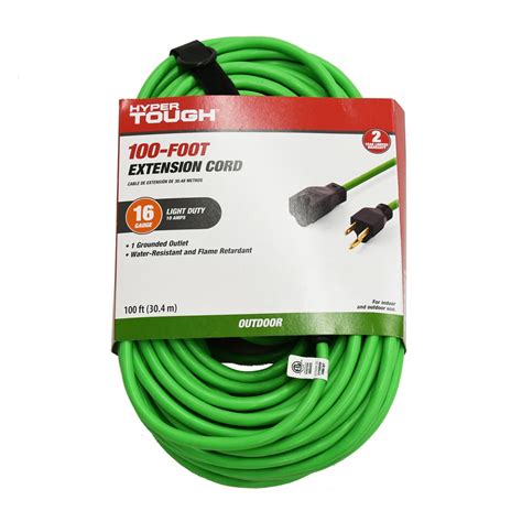 Hyper Tough 100 Ft 163 Extension Cord Hi Visibility Green Outdoor