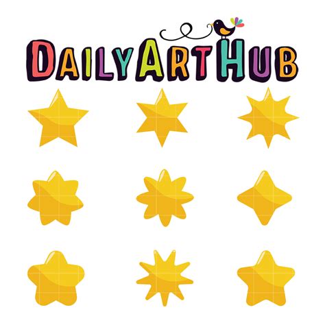 Star Shapes Collection Clip Art Set Daily Art Hub Graphics