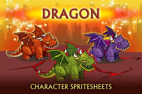 Dragon 2d Game Character Sprite Sheet By Free Game Assets Gui Sprite