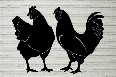 Chicken Silhouette Svg DXF Chicken Cnc File Rooster Svg Dxf Etsy Canada