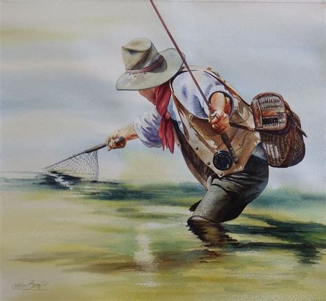 Original Watercolor Paintings Fly Fishing Cowboy Art Fly Fishing