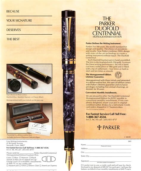 1988 Parker Pen Magazine Ad Duofold Centennial Beautiful Old