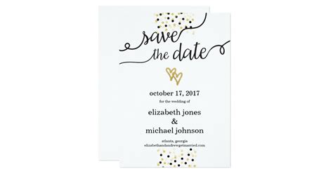 Gold Foil Hearts And Confetti Save The Date Card Zazzle
