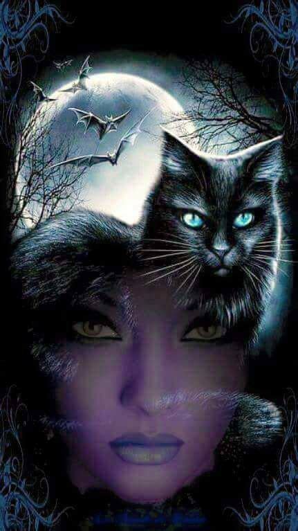 Wallpaper Gatos Magic Cat Gothic Fantasy Art Image Chat Black Cat