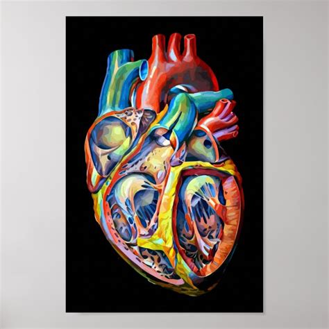 Colorful Human Heart Anatomy Abstract Art Poster