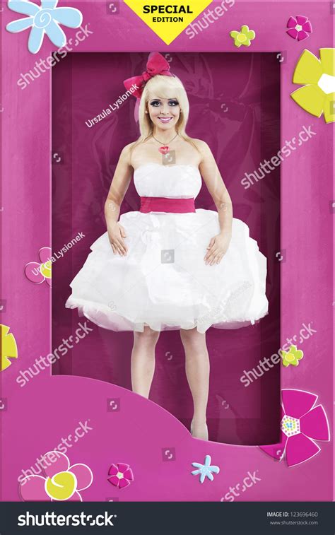 Blonde Woman As Human Doll In Pink Box Stock Photo 123696460 Shutterstock